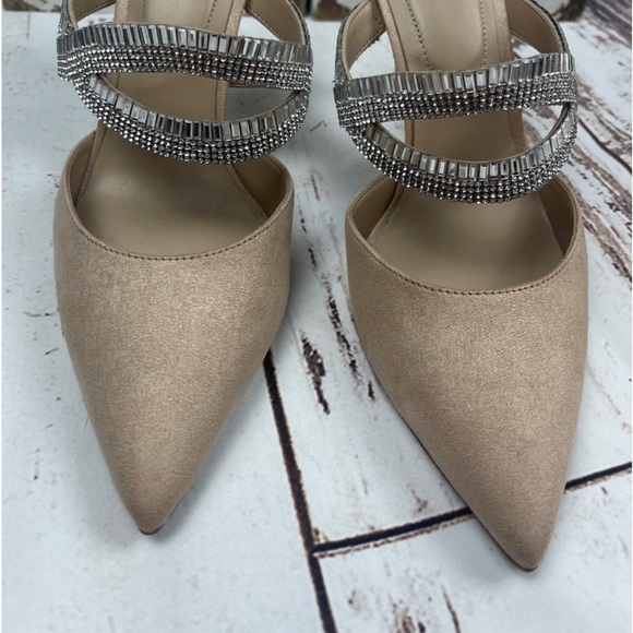Classy Rhinestone Strap Suede Heel Pointed Toe Mules Aldo Noawia - Picture 9 of 14